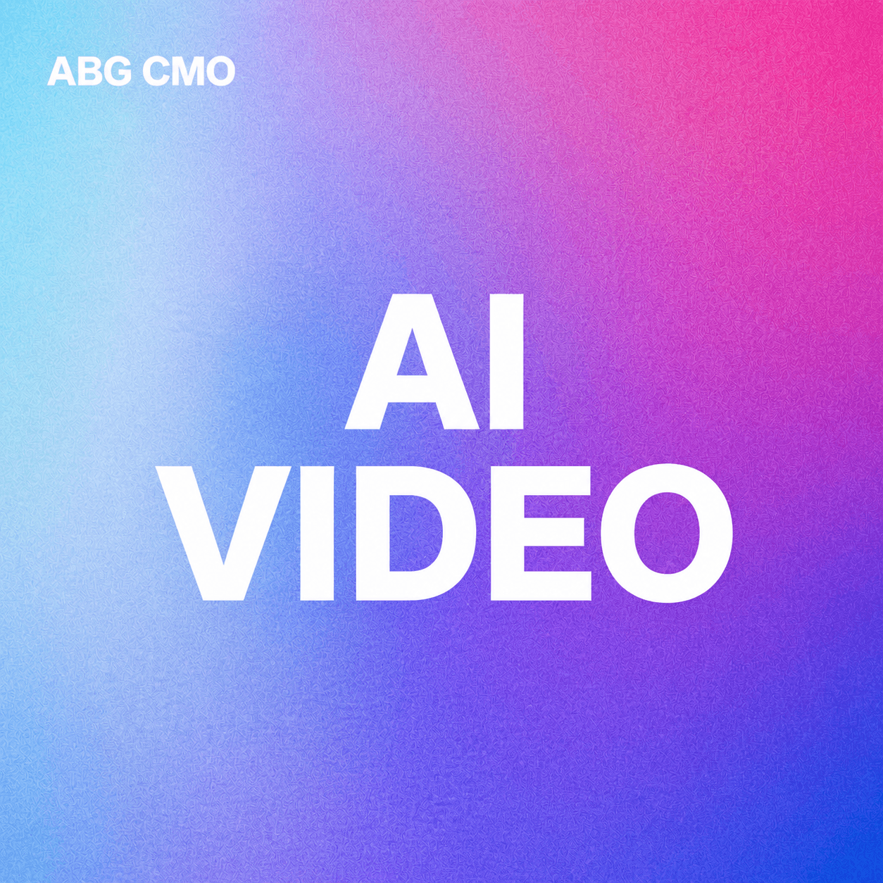 Blue and pink ABG CMO editorial thumbnail with white AI VIDEO typography